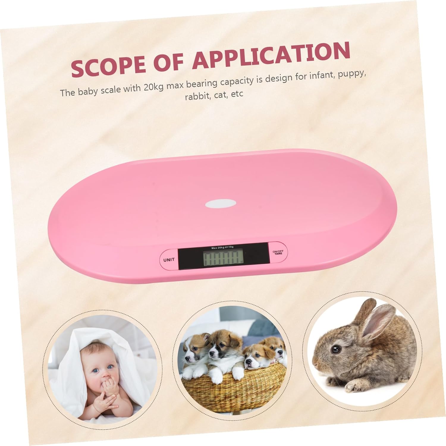 Abaodam Digital Baby Scale for Infants and Pets 20kg Capacity Accurate Weight Measurement Hold Use