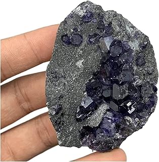 Tbkoly Minerales Piedras Danza poliédrica Natural Azul Antiguo Lila Fluorita Cúmulo de muestras de minerales Piedras Piedras y Cristales Piedras de Cristal Decoración (Color : 83g)