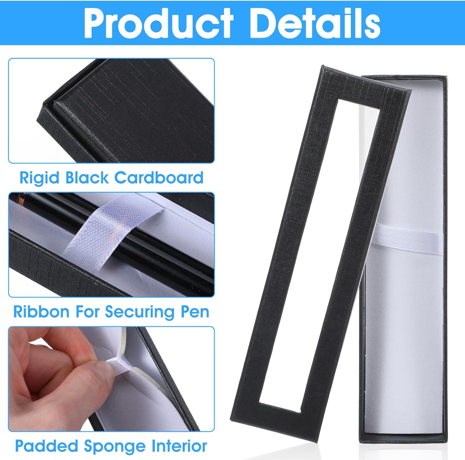 36 Pcs Black Empty Pen Gift Box, Cardboard Pen Display Boxes with Clear Window, Pens Presentation Box Single Packaging Case for Jewelry Gift Business Birthday Souvenir Office Supplies