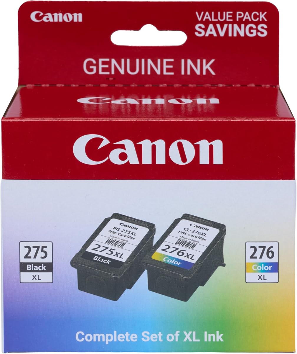 Canon PG-275 XL / CL-276 XL Genuine Ink Value Pack (2 Cartridges), Compatible with TS3520/3522/4722/3720/3722, TR4720