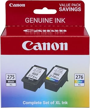 Canon PG-275 XL / CL-276 XL Genuine Ink Value Pack 2 Cartridges, Compatible with TS3520/3522/4722/3720/3722, TR4720