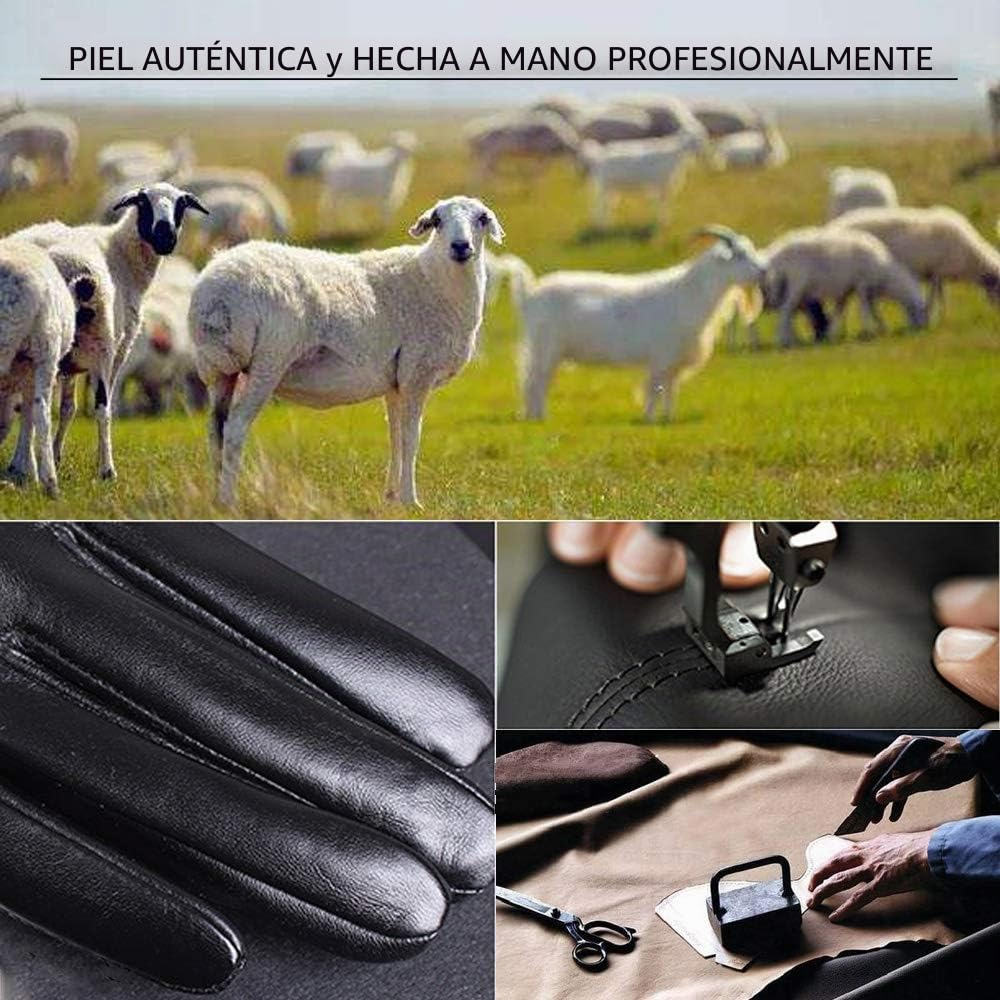 Guantes largos de cuero para mujer, con pantalla táctil para invierno, vestido de noche, guantes de conducción - Negro