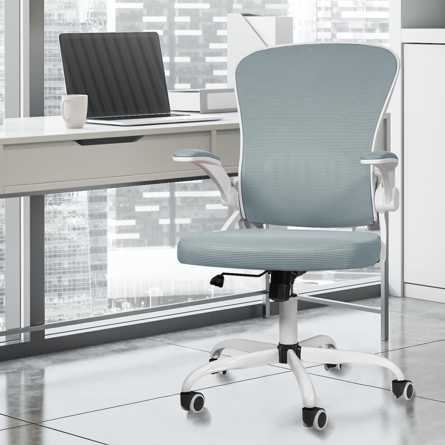 Photo 1 of (READ NOTES) MUZII Desk Chair with Arms, Ergonomic Mesh Office Chair with Lumbar Support, Desk Chair with Wheels, Task Chair with Arms Executive Office Chair for Home Office, Grey (PARTS ONLY) 
