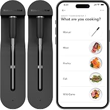 KitchenAid Dual Smart Wireless Rechargeable Meat Thermometers | Waterproof, Soak 6 Hours, Dishwasher-Safe | Long Range Bluetooth&reg; Connectivity| BBQ, Grill, Oven, Smoker, Air Fryer, Kitchen