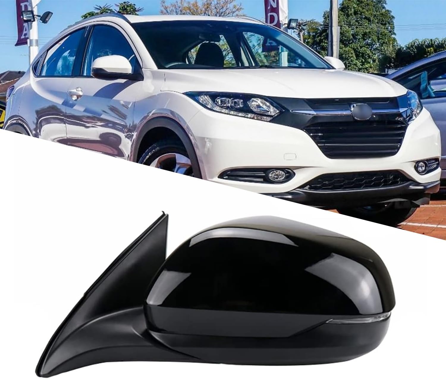 Passenger Side Mirror Replacement Fit for 2015 2016 2017 HONDA Vezel HRV XRV Rear View Mirror Accessories Side View Mirror Side Mirror Assembly Electric Adjustment Len, Heating, Turn Light