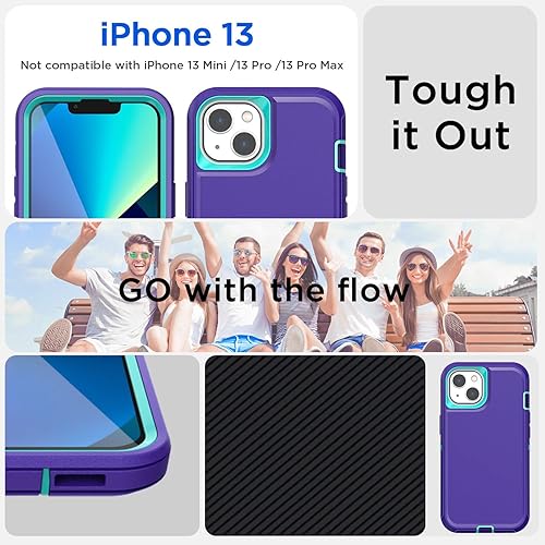 Miniatura 2 de AICase Funda para iPhone 13iPhone 14 (6.1 pulgadas) con protector de pantalla de cristal, resistente protección contra caídas, cuerpo completo, a