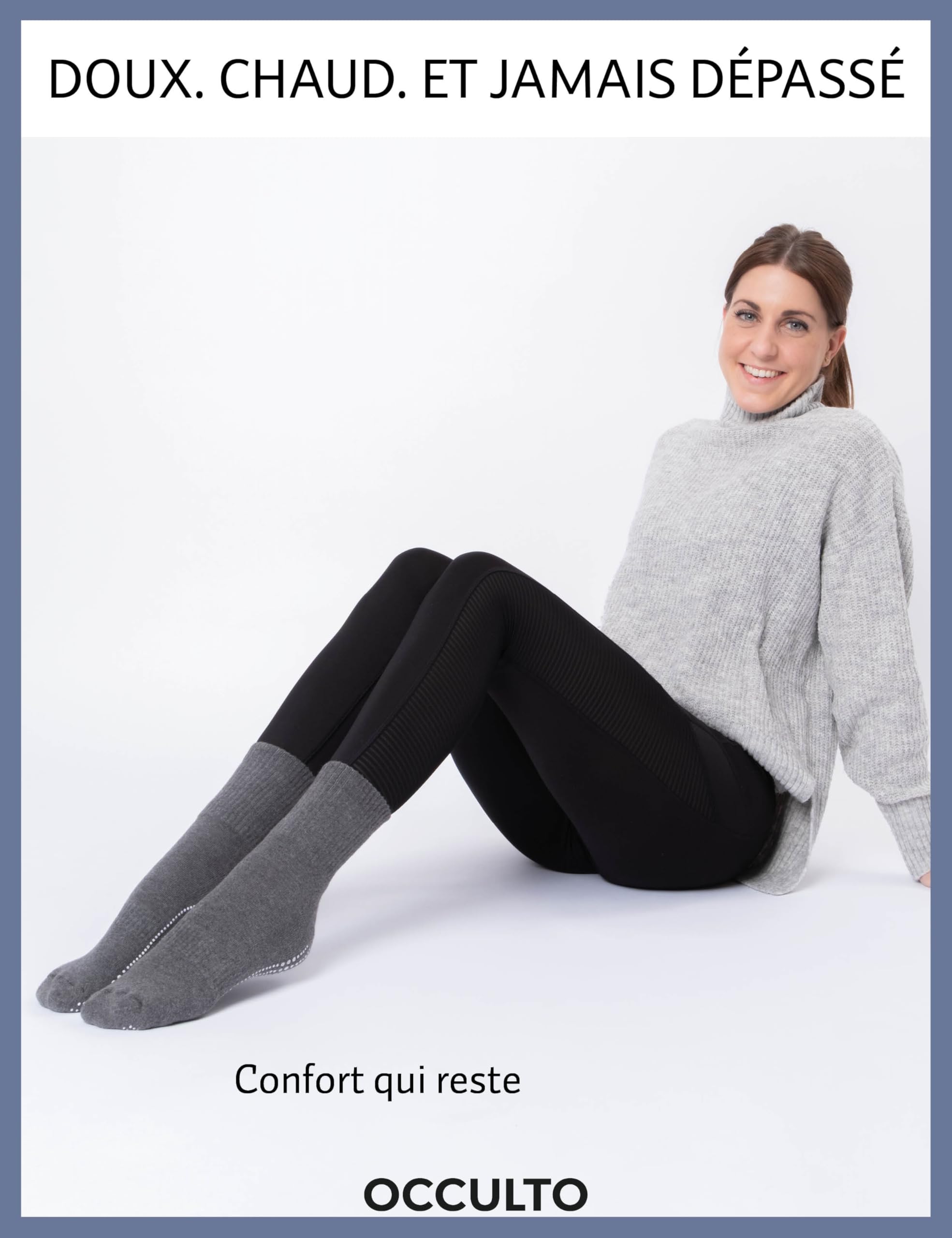 Occulto chaussettes antidérapantes femmes 80% coton 2-4 Paires (modèle: Madeleine)