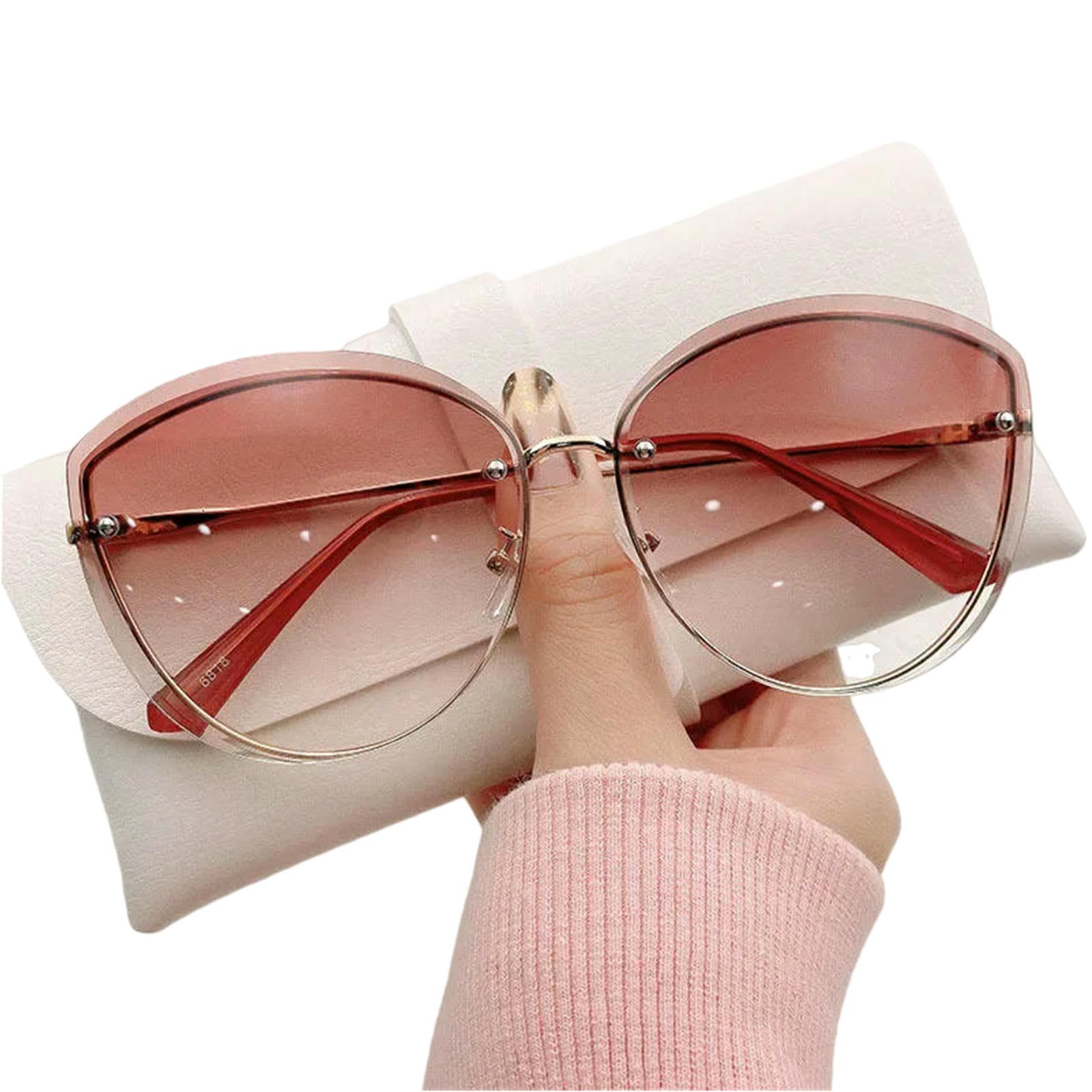 Lunettes de soleil ovales sans monture pour femmes avec verres nuances métalliques chic c5