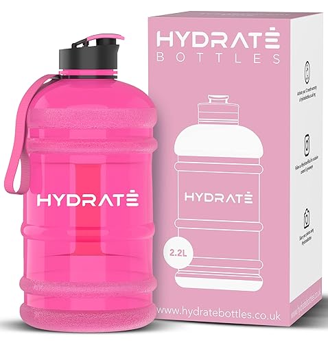 HYDRATE XL Jug - Botella de agua de 2.2 litros, sin BPA, tapa abatible, ideal para gimnasio, opciones de color (rosa)