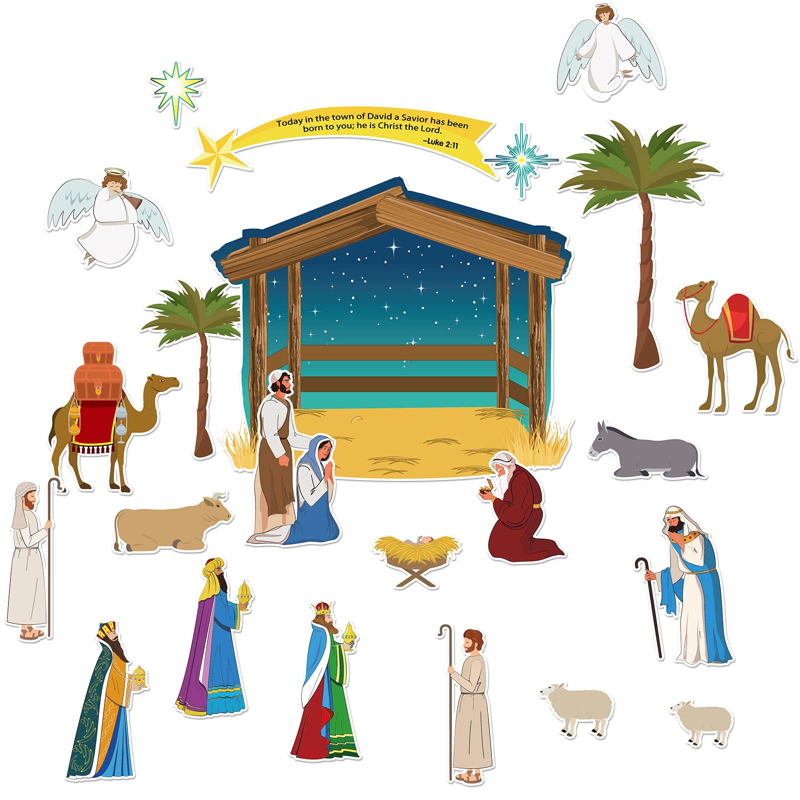 Buy 23 Pieces Christian Nativity Bulletin Board Set Nativity Scene