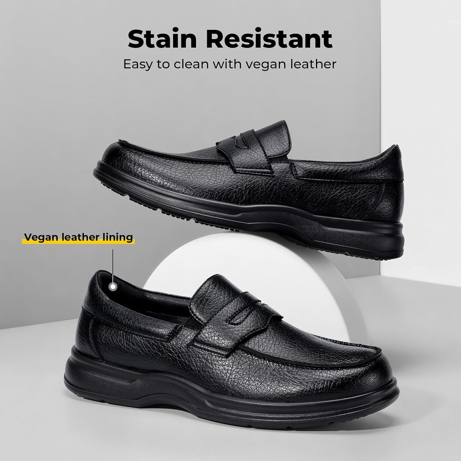 FitVille Slip-on Dress Shoes for Men Wide Width Penny Loafers