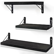 ZVZM Black Floating Shelves, Wooden Shelves for Bedroom Wall, Bathroom Shelves for Wall Decor, Book Shelf Wall, Floating wall Shelf for Kitchen Wall Mounted Shelves.
