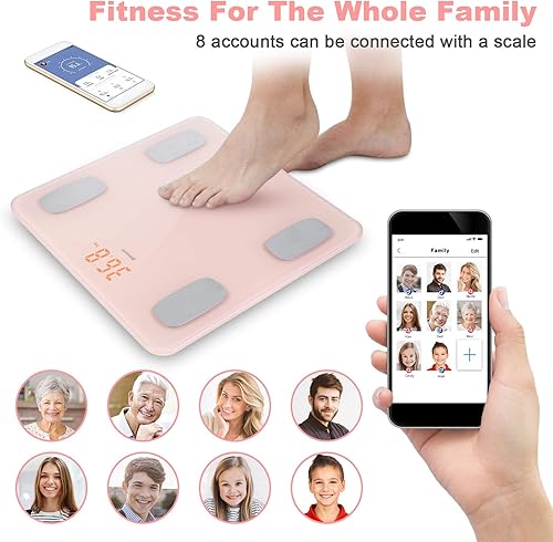 Miniatura 5 de himaly Báscula de grasa corporal, báscula inteligente de IMC digital para baño, báscula de peso inalámbrica, monitor corporal, analizador de