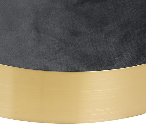 Miniatura 8 de Joveco Taburete redondo otomano, reposapiés de terciopelo con base de metal dorado, moderno taburete tapizado para sala de estar, dormitorio, gris