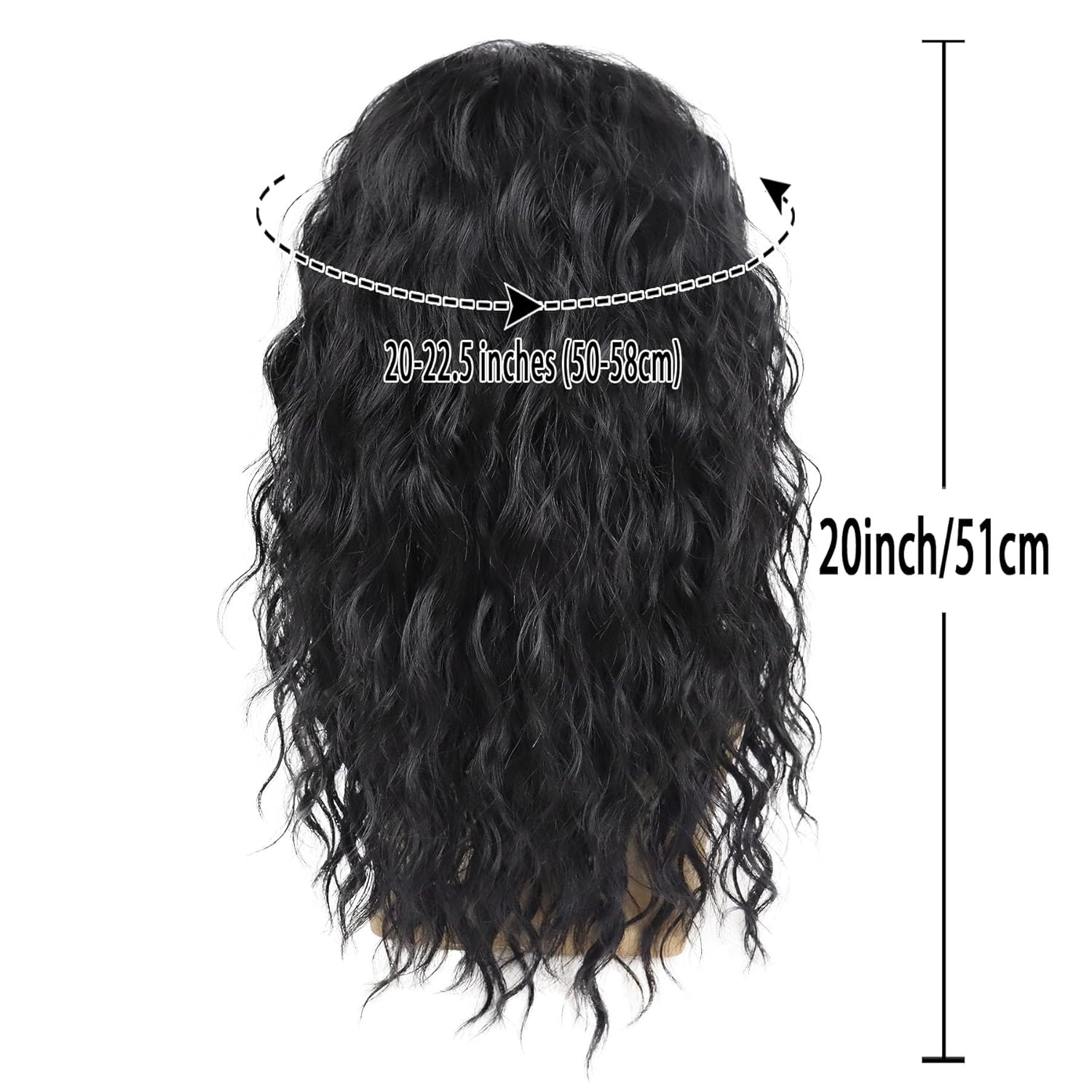 GNIMEGIL 70s 80s Rocker Wigs for Men Long Curly Black Wig Natural Color Halloween Costume Anime Wig with Bangs - Image 4