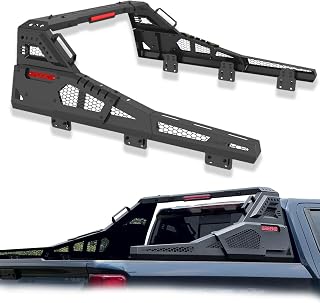 Roll Bar for Truck - Universal Truck Rack & Chase Rack with Third Brake Light Combo, Adjustable Truck Bed Roll Bar for Full Size Pickup Trucks, No Drilling