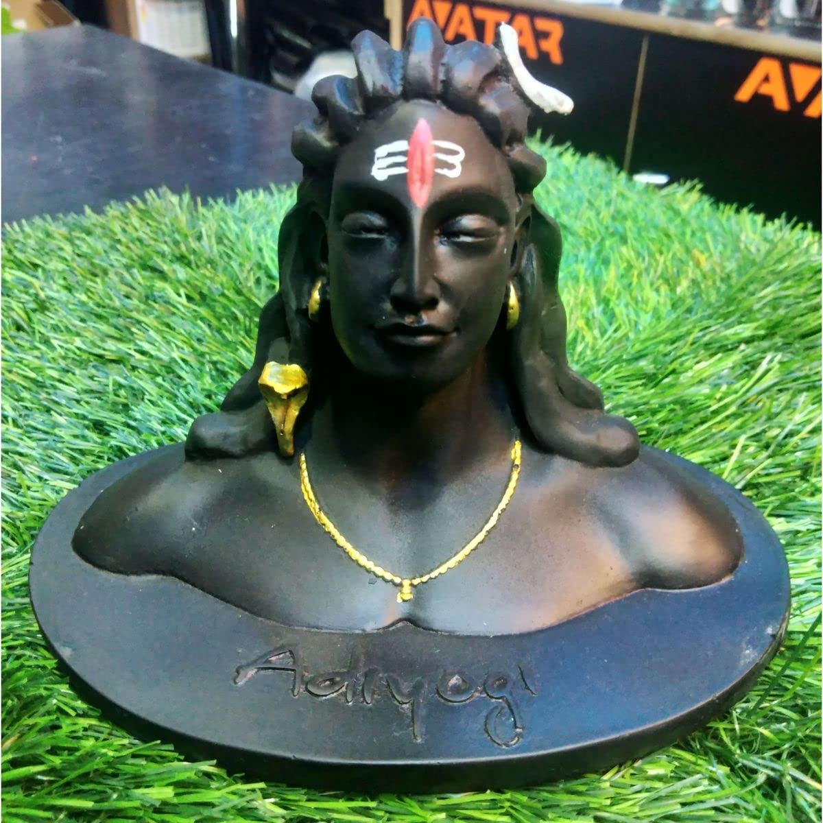 Large Adiyogi Black Statue for Home Decor, Car Dashboard Adiyogi
