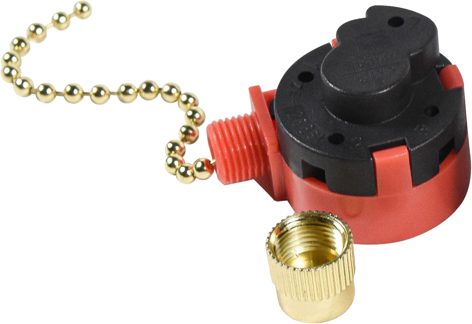 HQRP 3-Speed 4-Wire Switch Compatible with Hunter, Hampton Bay, Harbor Breeze, Westinghouse Ceiling Fan Pull Chain Light Switch (OFF L-1 L-2 L-3), Red, UL Listed