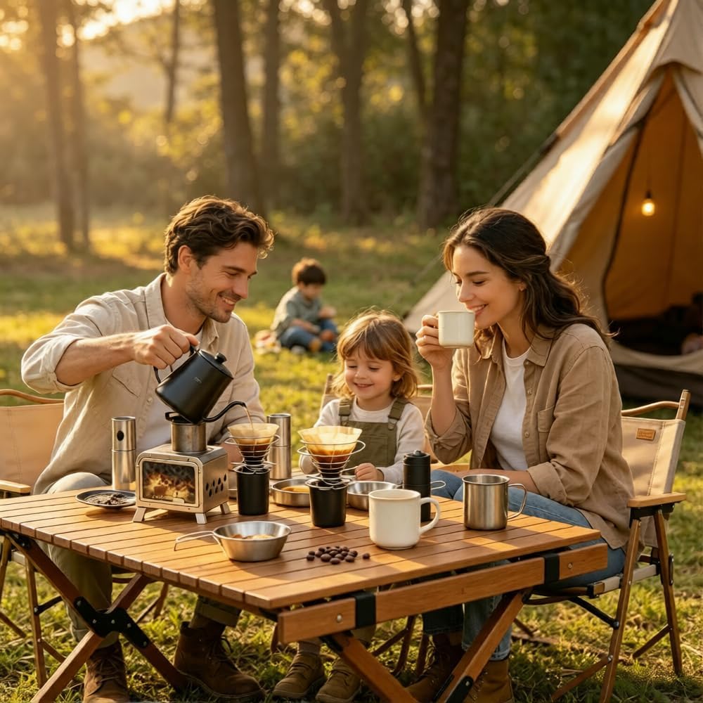 Portable Stainless Steel Camping Wood Stove, Twig-Burning Campfire Cooker with Glass Window, Rust-Proof, Lightweight, Perfect for Backyard, Tent Heating, and Emergency Cooking image 5