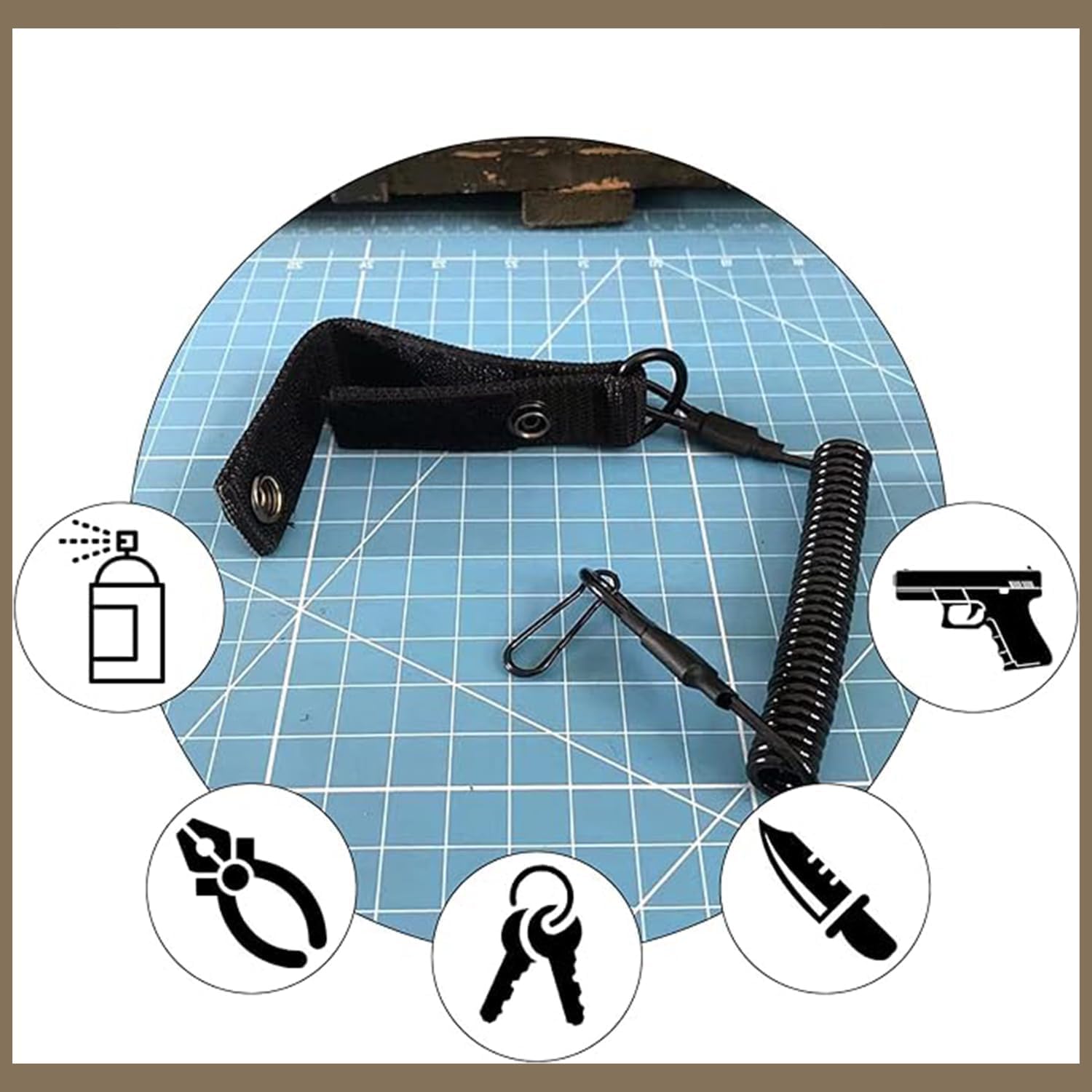 Paquete de 2 cordones elásticos de seguridad con mosquetón, cordón elástico táctico reutilizable en espiral resistente para pesca, senderismo, escalada, camping y actividades al aire libre