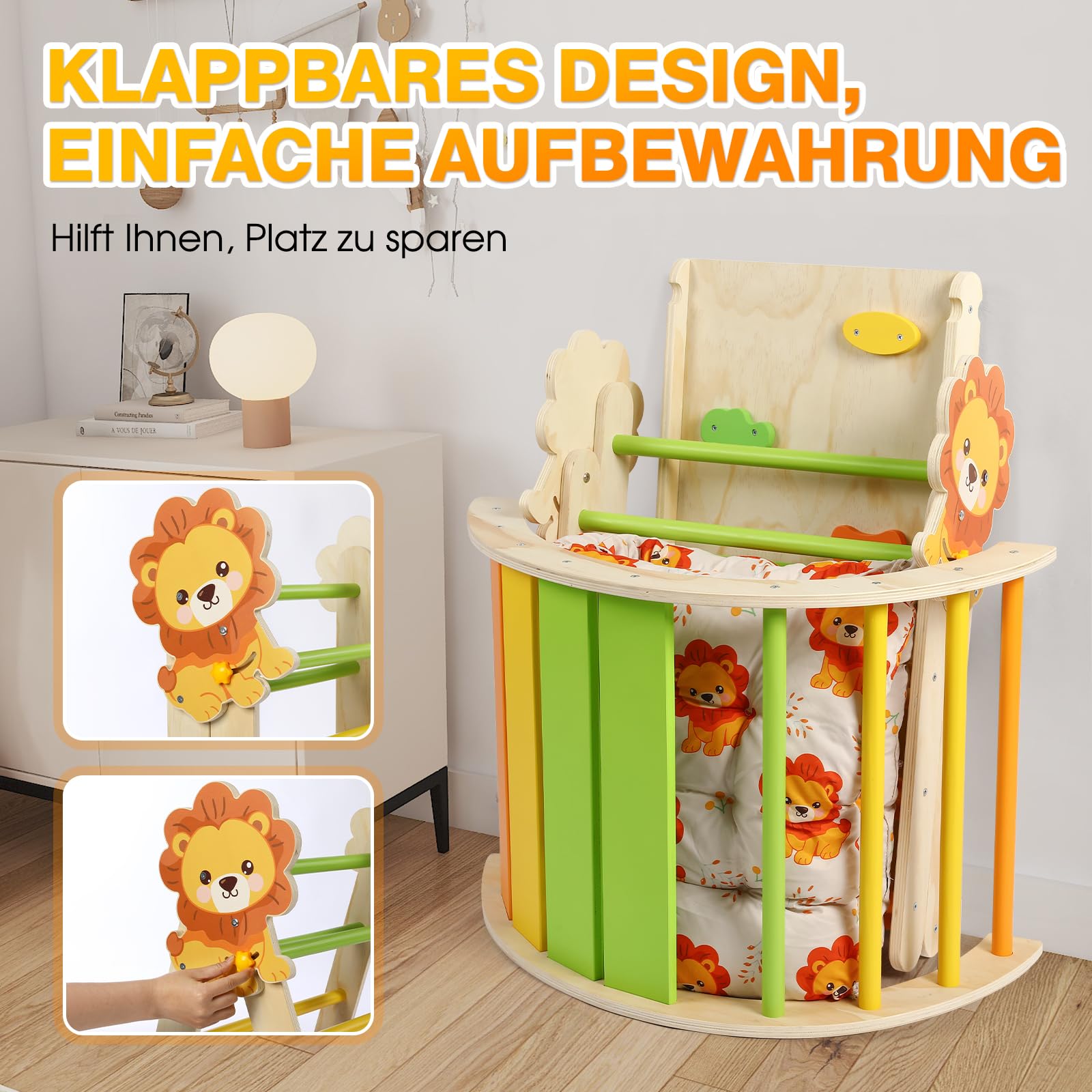 CUPCHID 7 en 1 Triangle Arche Montessori,Arche d'escalade et Toboggan, Triangle en Bois pour Les Tout-Petits de 1 à 3 Ans, Jouet d'escalade d' intérieur (Bois