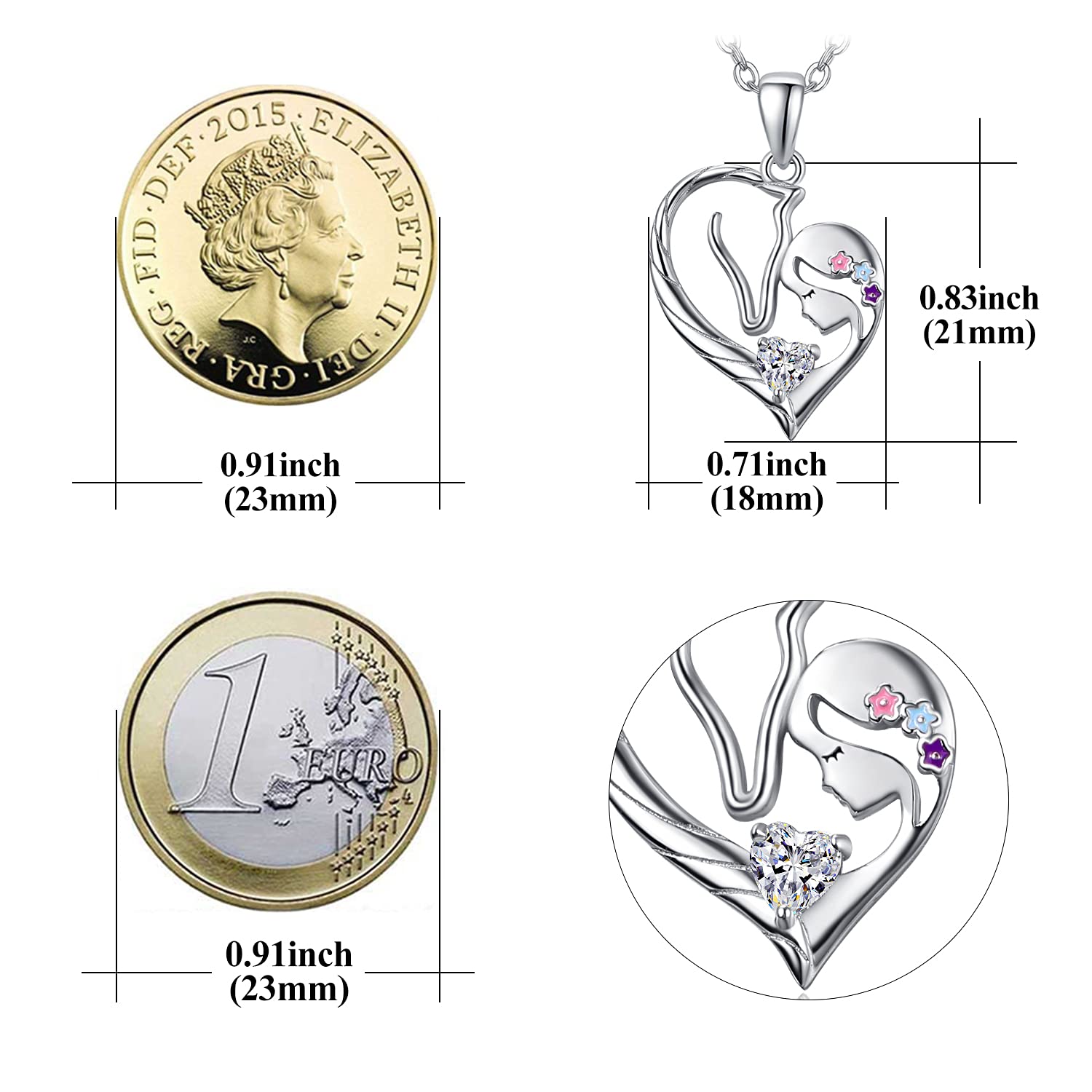 PRAYMOS Pferd Halskette Sterling Silber Herz Kette Anhänger Pony Pferdeanhänger Geschenk für Damen Frauen Mädchen Freund Pferdeliebhaber