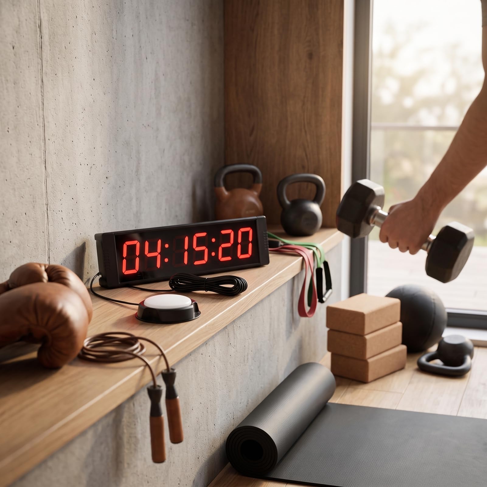 Hyuduo Minuteur de Gym LED Numérique, Chronomètre Compte à Rebours à 6