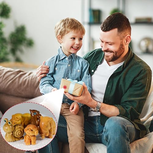 Miniatura 8 de HomDSim Figura de rinoceronte de madera de sándalo, escultura tallada en miniatura, escultura de animales pequeños, adornos Cricetulu