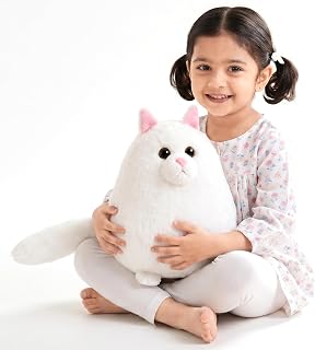 Kidology Giant Fluffy Persian Cat Plush – Ultra-Soft Stuffed Animal for Kids & Adults – Cuddly White Cat Pillow Toy – Ador Price In India