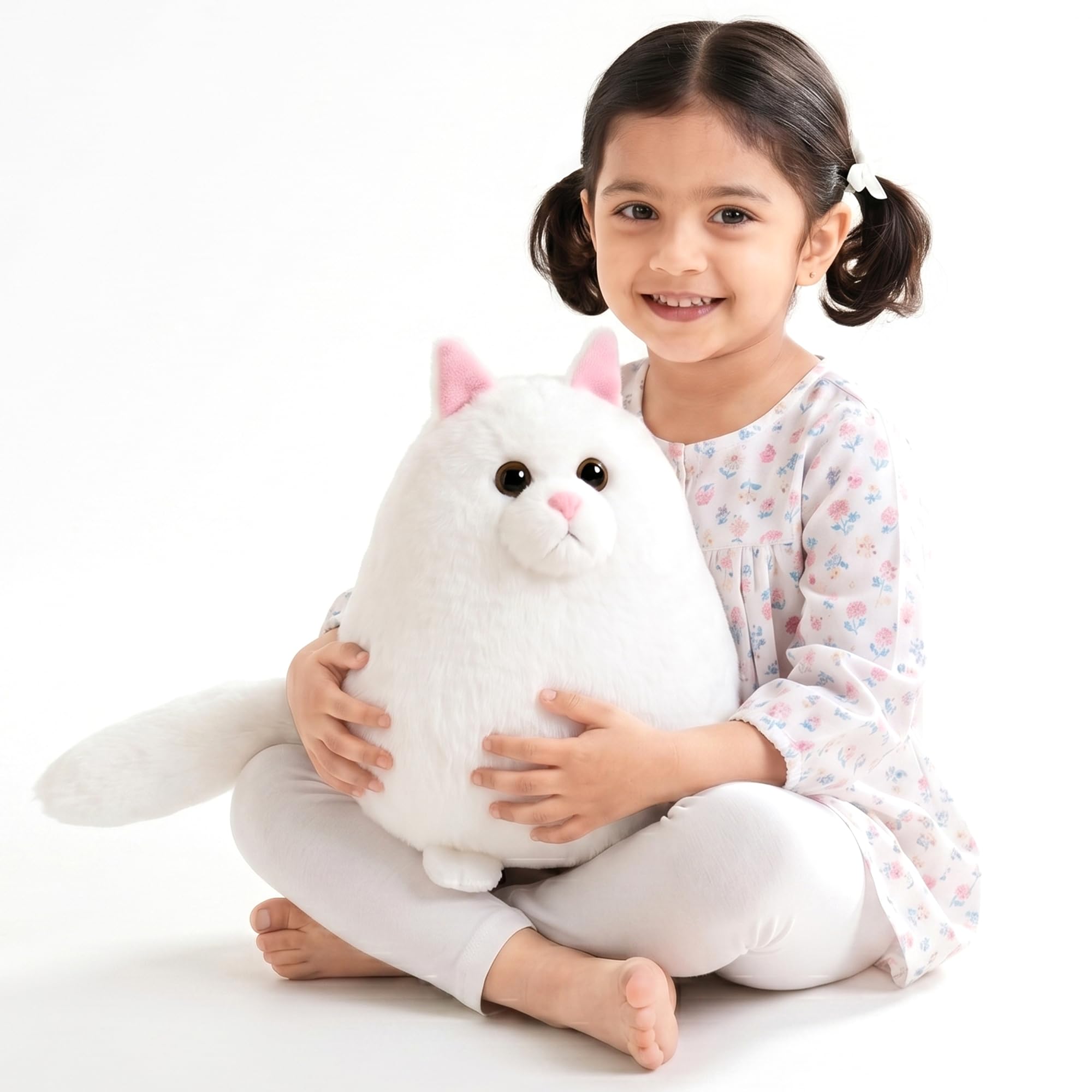 Kidology Giant Fluffy Persian Cat Plush – Ultra-Soft Stuffed Animal for Kids & Adults – Cuddly White Cat Pillow Toy – Adorable Round Kitty Plush for Gifting, Home Decor, and Snuggling - 27cm-picture-11