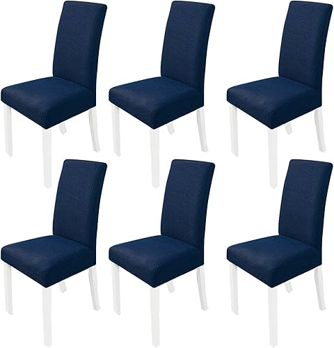 Miniatura 34 de Set of 6 Stretch Dining Room Chair Covers Elastic Chair Protectors Dining Room Non-Slip Black Negro,Verde Oscuro,Gris