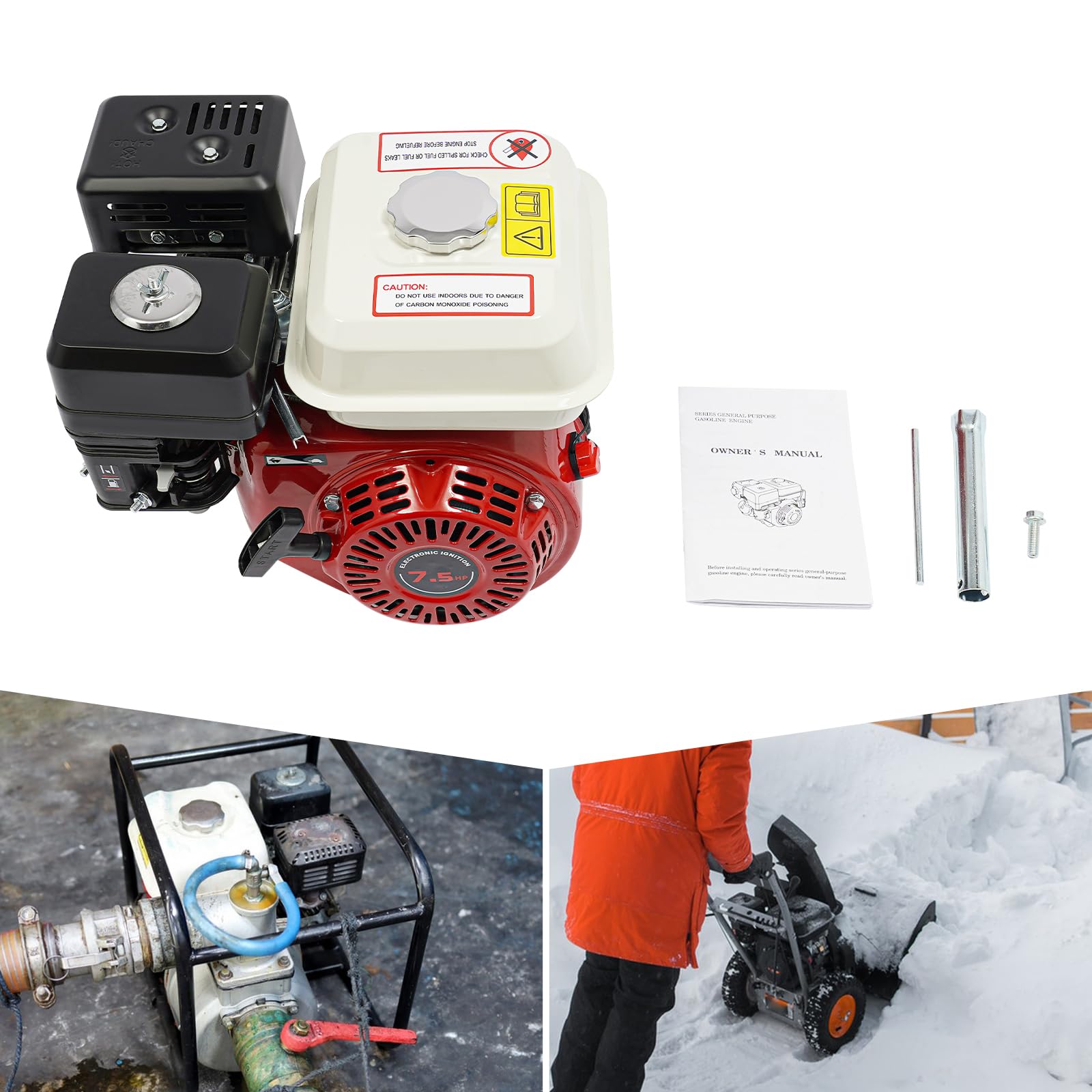 Motore a benzina a 4 tempi, 7,5 CV, 212 cm³, cilindrata raffreddata ad aria, per generatori di corrente, pompe, attrezzature da costruzione, attrezzi da giardino, Go-Kart quad, aspiratore a travi con