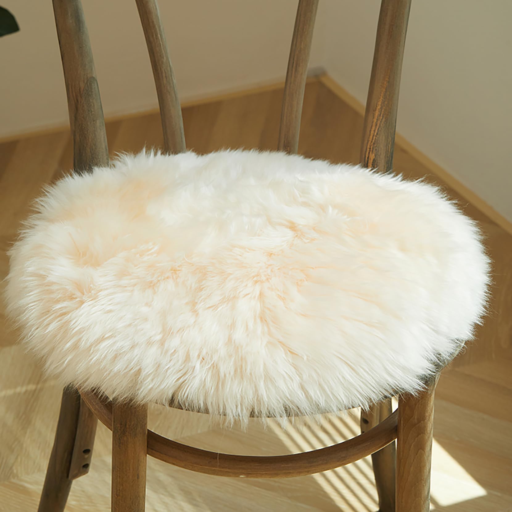 Luxury Sheepskin Seat Cushion - 100% Pure Wool, Thick Fur, Soft & Comfortable - Ideal for Office Chair, Car Seat, or Home Sofa - Round Shape Seat Pad (B,splicing 35CM)