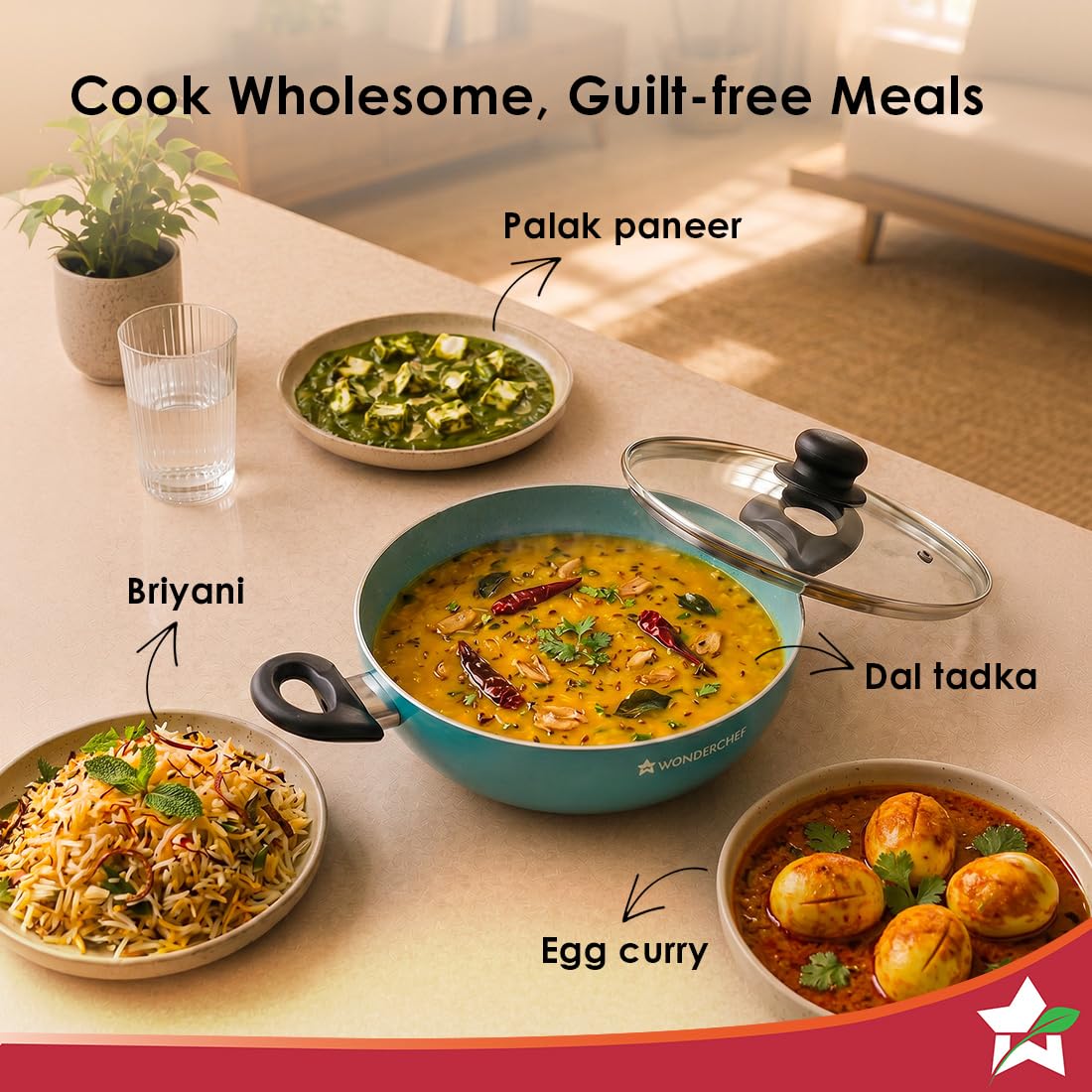 Wonderchef Vitalife Kadhai - Non-Stick, Teal -9