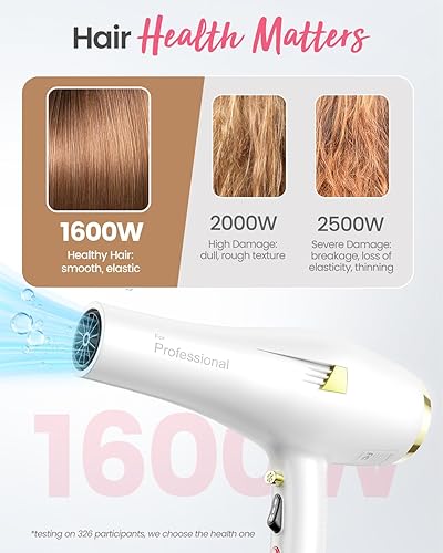 Miniatura 4 de Secador de pelo iónico profesional con motor de CA, secado rápido, con difusor, peine, boquilla, concentrador, para cabello rizado y liso, 2