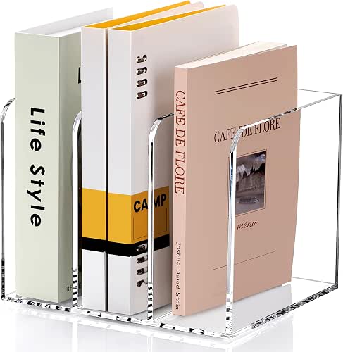 SANRUI Clear Acrylic File Organizer - 3 Compartments Magazine Holder,