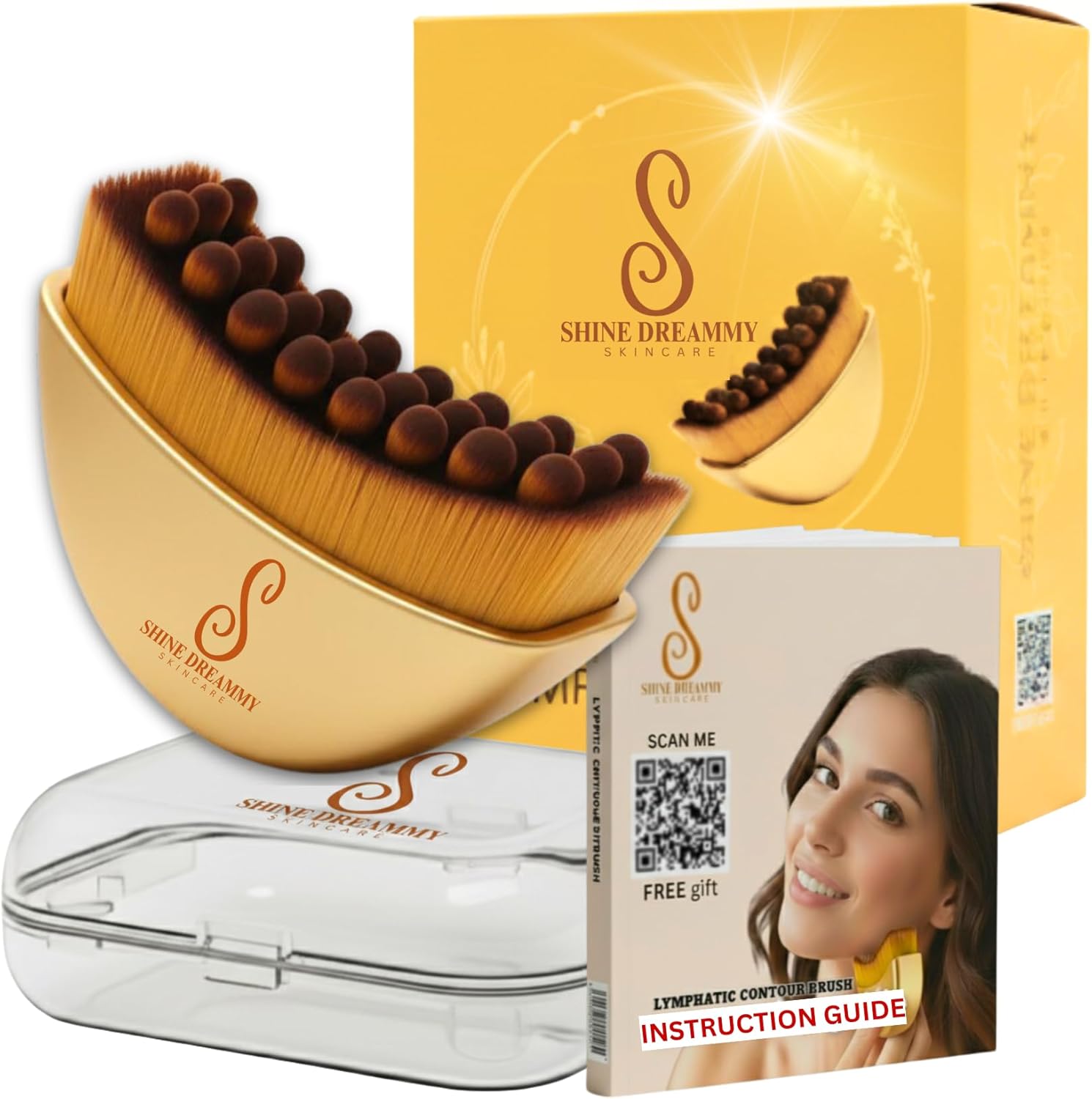 Lymphatic Contour Face Brush, Lymphatic Drainage Massager for Face Soft Dry Facial Brush Tool