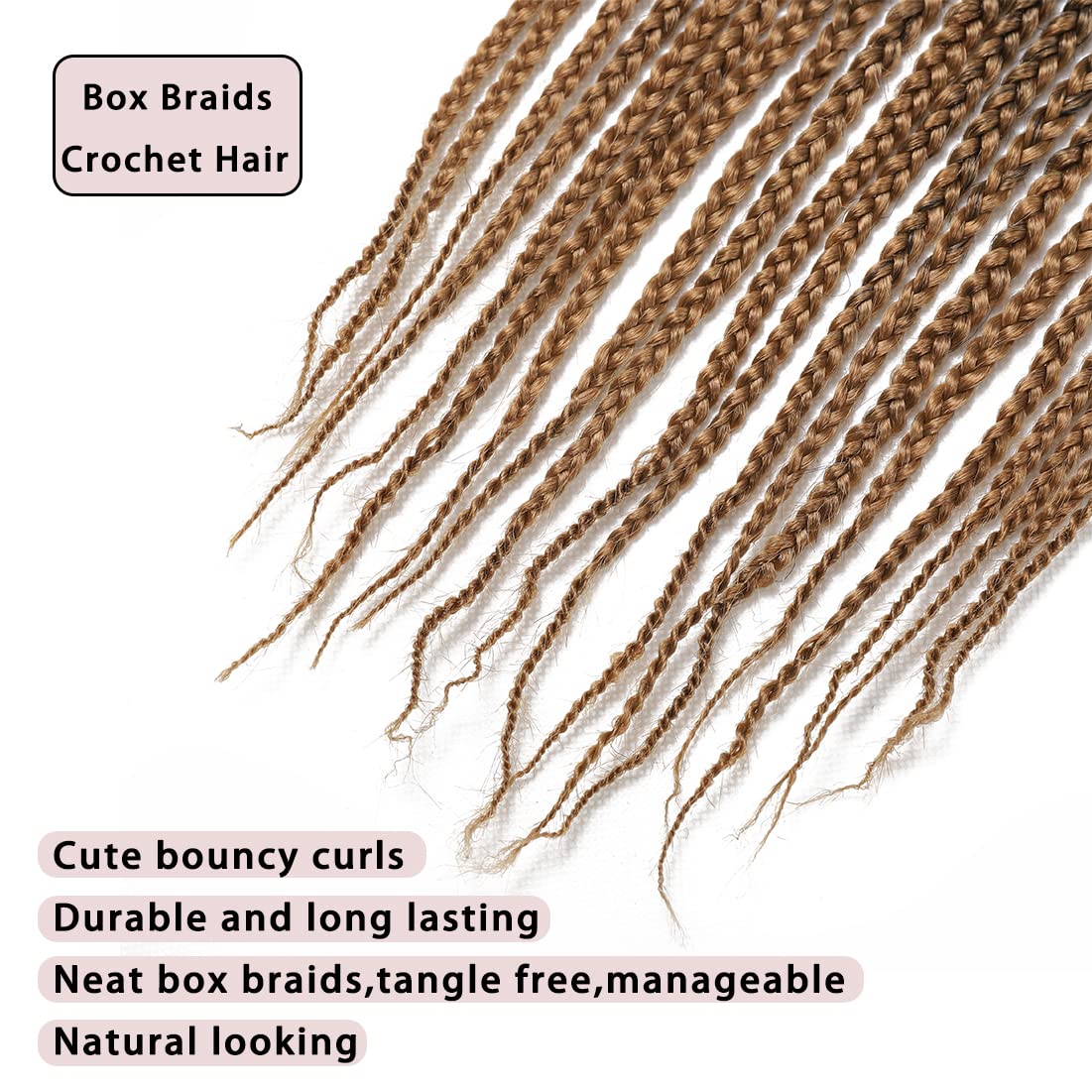 Crochet Box Braids Hair -18 Inch 7 Packs Pre-Looped Crochet Braids for Black Women With Braiding Hair Extensions-18 Inch T27