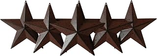 CVHOMEDECO. Country Rustic Antique Vintage Gifts Metal Barn Star Wall/Door Decor, 5-1/2 Inch, Set of 6. (Burgundy)