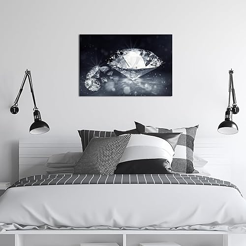 Miniatura 3 de Biuteawal Arte de pared de diamantes en blanco y negro con impresión de diamantes brillantes, pintura de moda, obra de arte moderna, decoración del