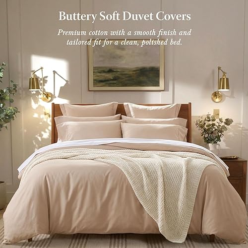 Miniatura 2 de Threadmill - Juego de funda de edredón de tamaño individual y color beige, funda de edredón transpirable, juego de 2 piezas de funda de edredón