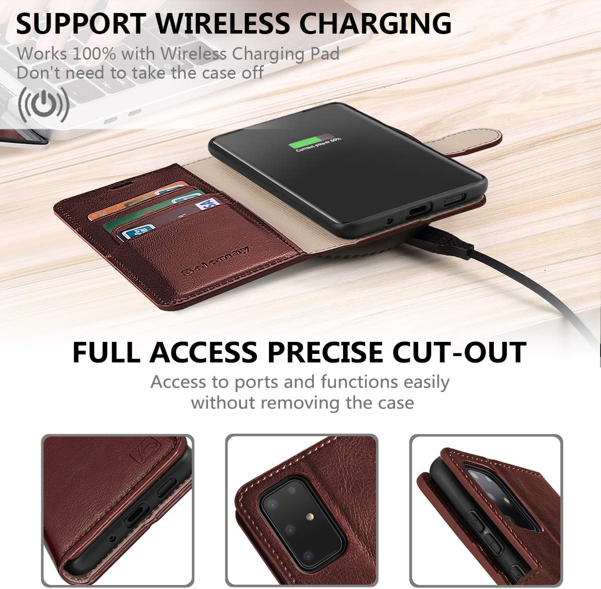 Nеw Arrіvаlѕ Belemay Galaxy S20 Wallet Case, Cowhide Genuine Leather Folio [RFID Blocking] Card Holder Protective Shockproof Flip Cover, Kickstand Magnetic Closure Fit for Samsung Galaxy S20 5G (6.2 inch), Brown