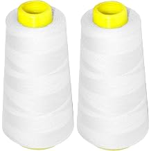 Mandala Crafts White Thread Cones for Machine and Hand Quilting - 2400 Yds 50 WT Multiple Purpose Mercerized 100% Cotton Threads for Sewing Machine Serger Embroidery