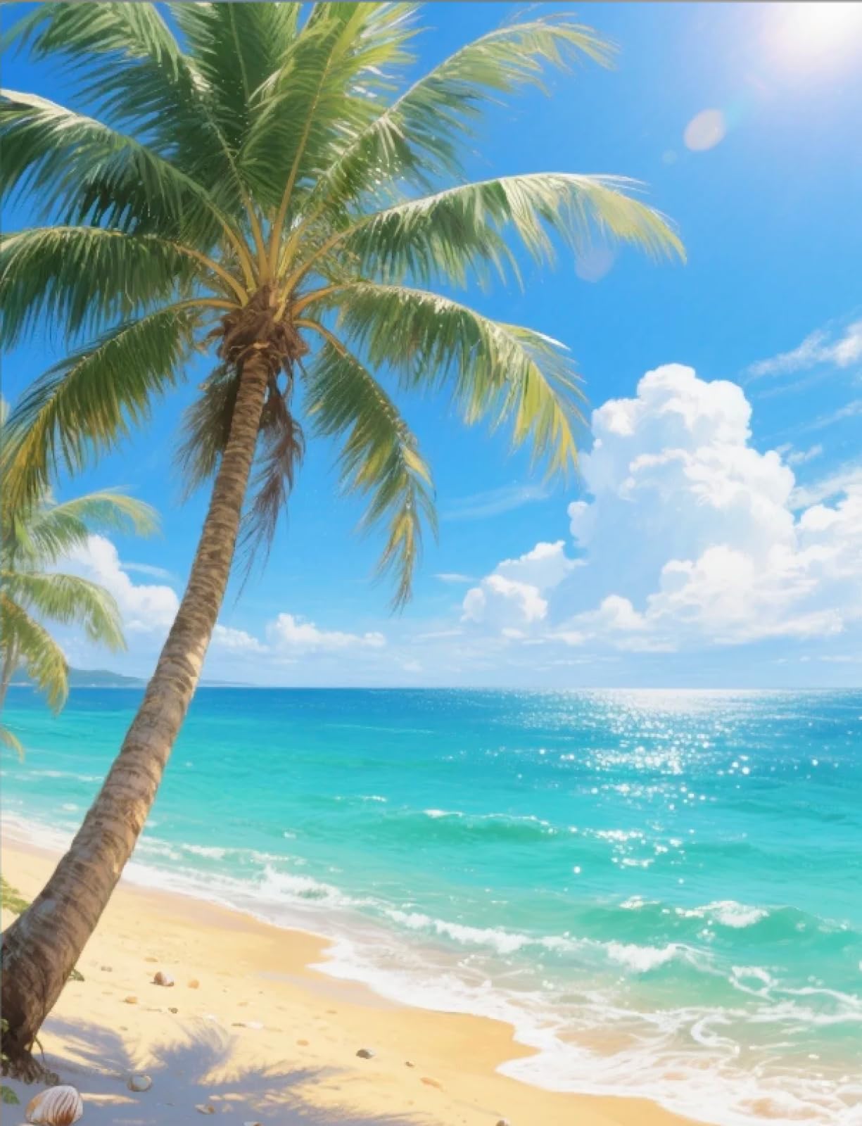 Stithej Pre-Printed Cross Stitch Kit Coconut Trees 11CT for Adult Beginner