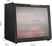 Vista 7 de Joyvilla Caja de Pan de Doble Capa de Bambú para Encimera de Cocina, Contenedor de Almacenamiento de Pan, Caja de Pan Negra con Ventana, de Gran