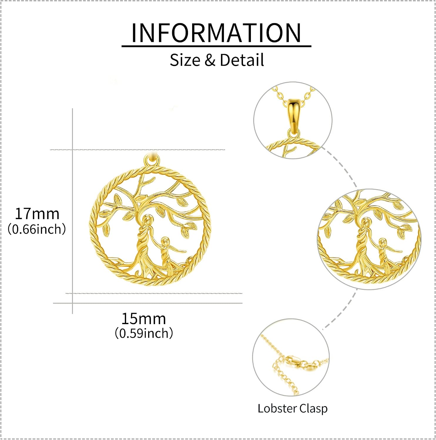 Mother and Child Necklace 14K Gold Jewelry Pendant Solid Gold Mama Gifts for Women Girls