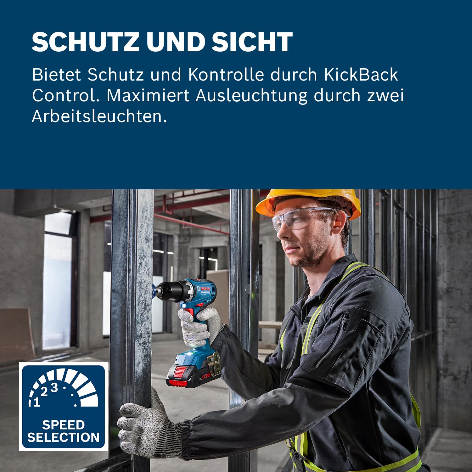 Bosch Professional GSR 18V-65 Akku-Bohrschrauber 18V System bürstenloser Motor Kopflänge 166