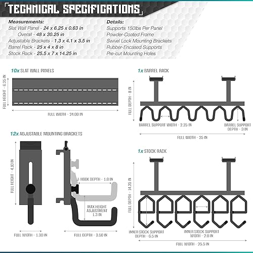 Miniatura 7 de Savior Equipment Sistema de estante de pared de acero resistente para rifle táctico, carabina, escopeta para almacenamiento de pistola, soporte de