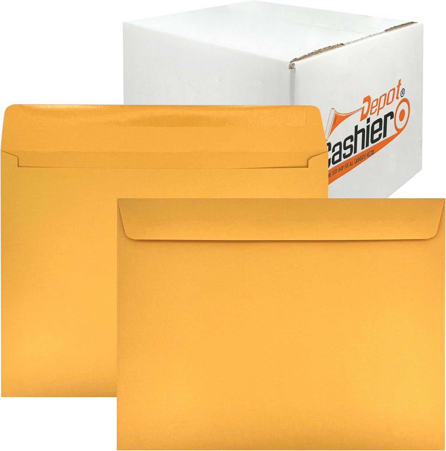 500 Cashier Depot - 10" x 13" Booklet Envelopes, Heavy 28 lb brown Kraft Paper, Open Side Design, Gummed Flap, 500 Count