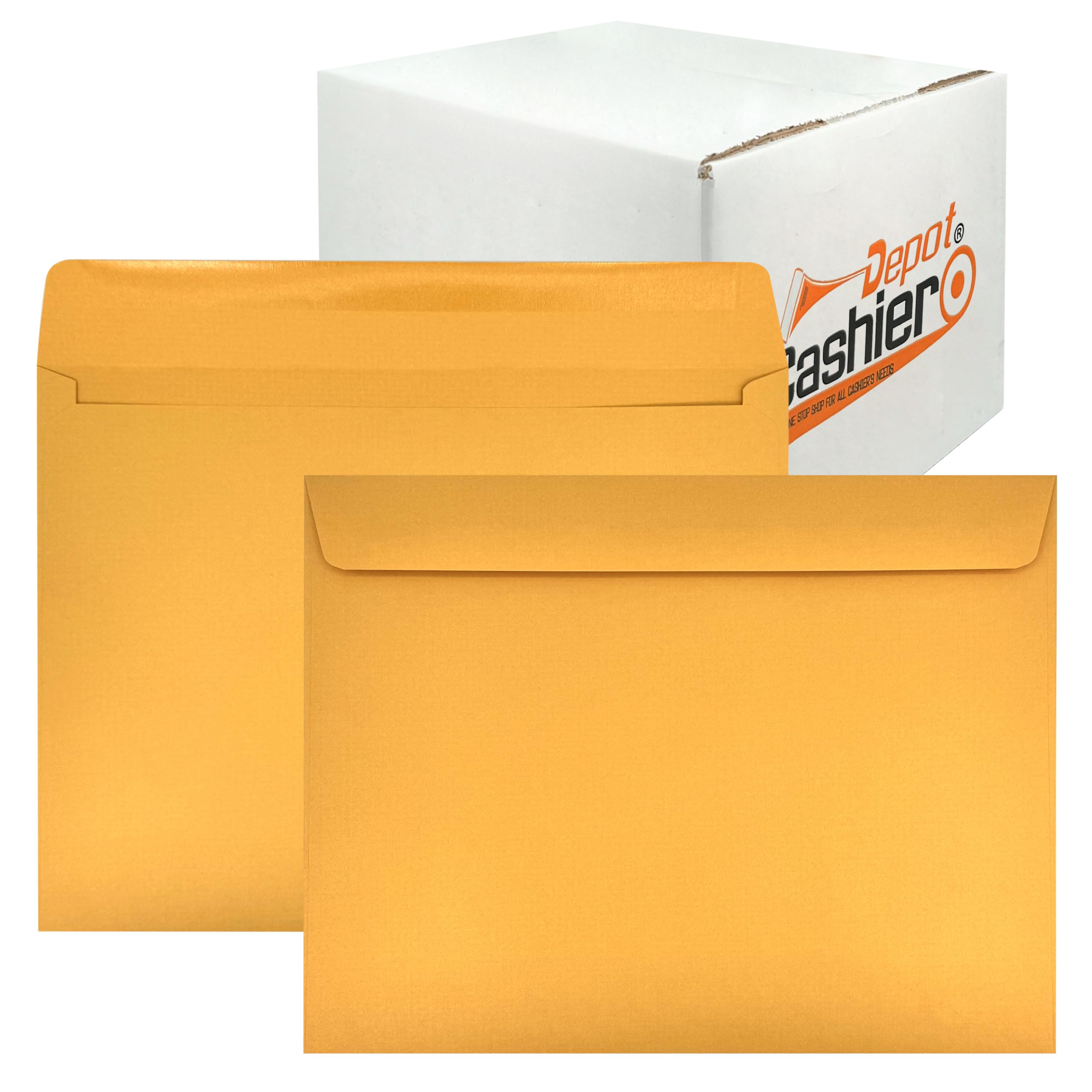 150 Cashier Depot - 9 x 12 Inch Booklet Envelopes, Heavy 28 lb Brown Kraft Paper, Open Side with Gummed Flap, 150 Count